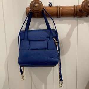 Cruciani Italy Blue Crossbody Or Sachel Pebbled Leather Bag—Gorgeous!! New!!